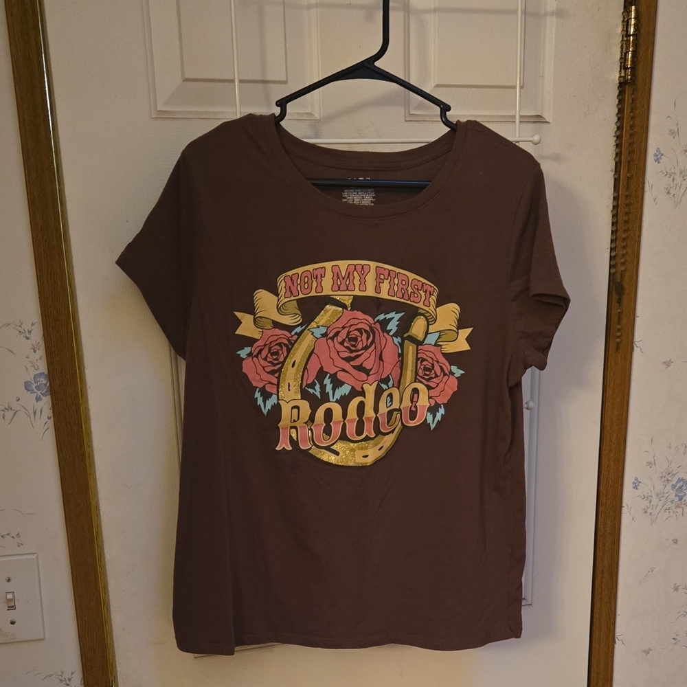 Brown Graphic Tee with Rodeo Design